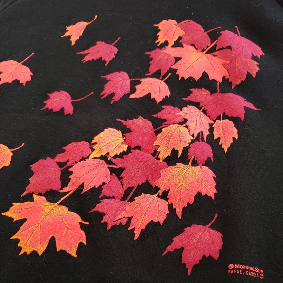 Vintage 90s Jerzees Autumn Fall Leaves Crewneck Men's sz XL Black - Picture 2 of 4